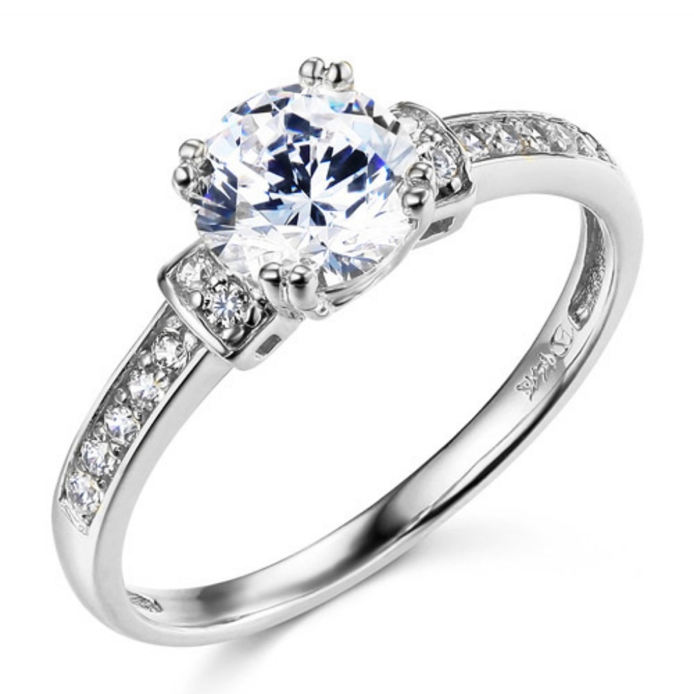 14k White Basket-Style 1-CT Round-Cut Ring